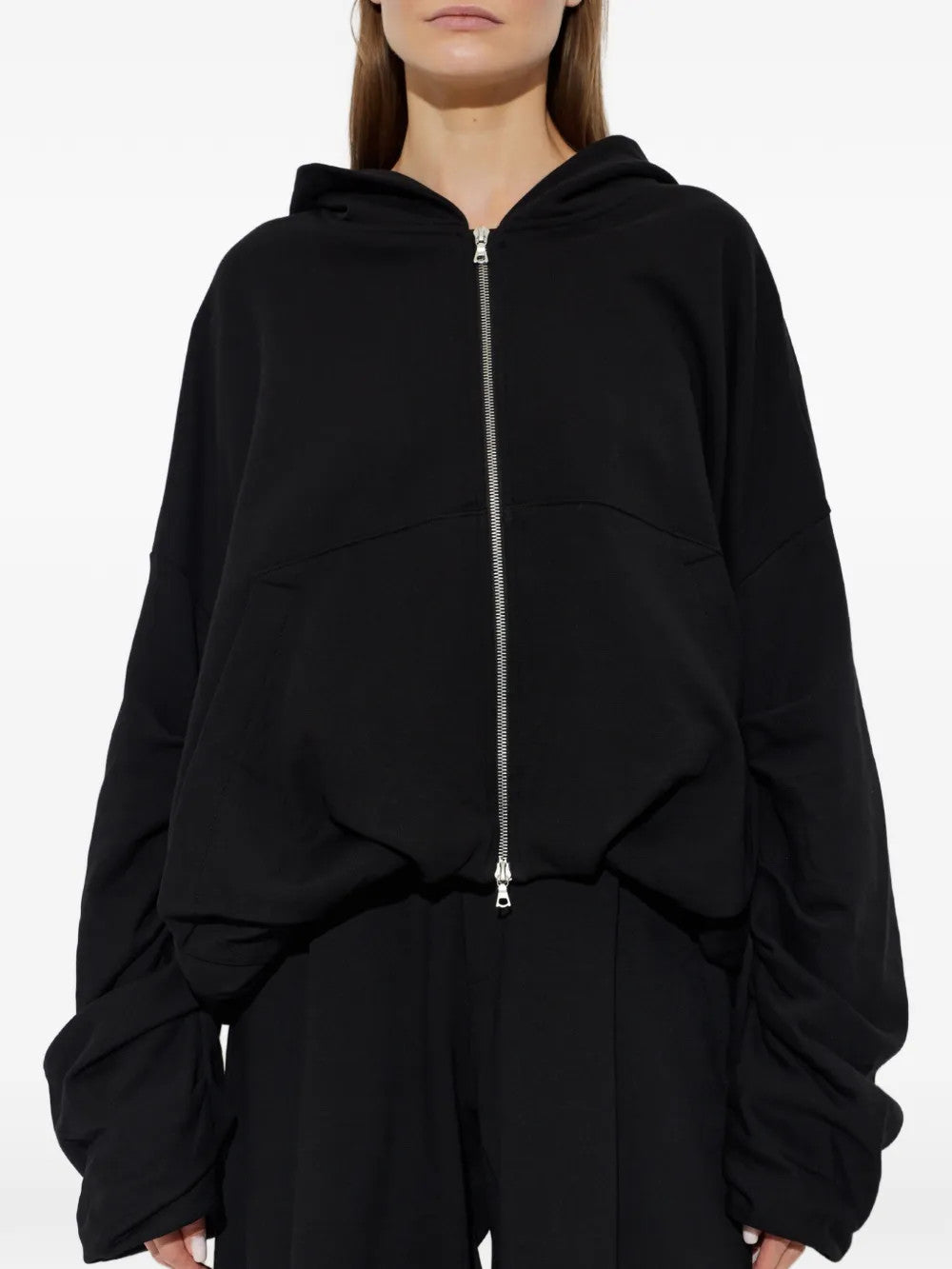 Black knitwear, full body view