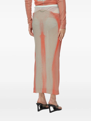 JEAN PAUL GAULTIER - Women Draped Pinstripe Body Morphing Long Skirt