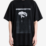 Black t-shirt, full body view