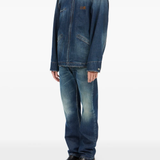 Blue jacket, full body view