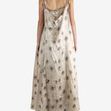 Tan dress, full body view