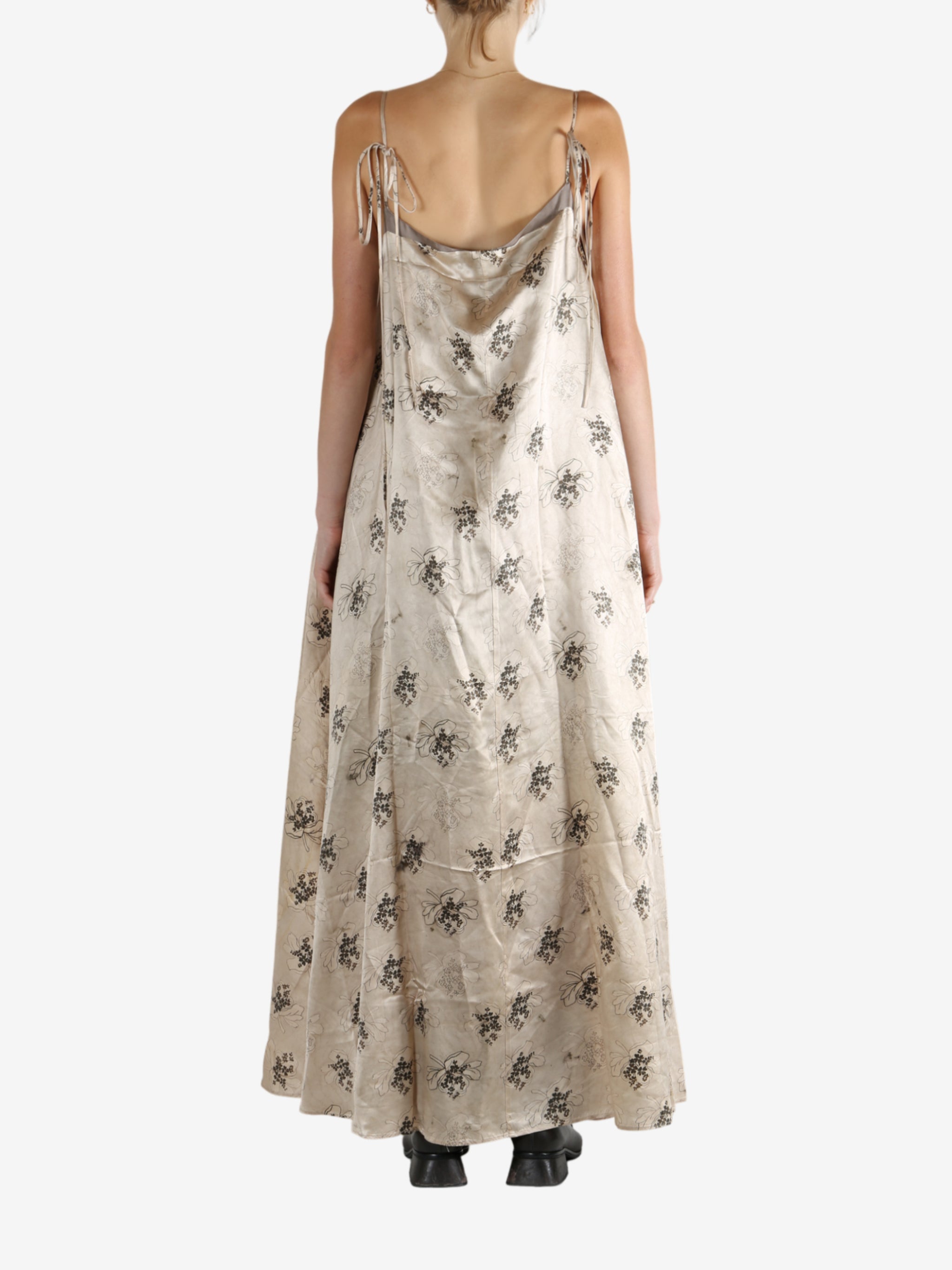 Tan dress, full body view