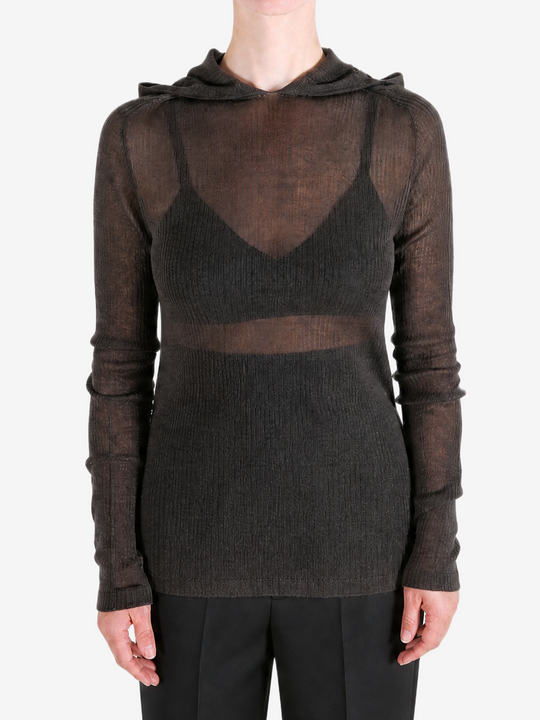 Brown top worn by a person, showing the top fit