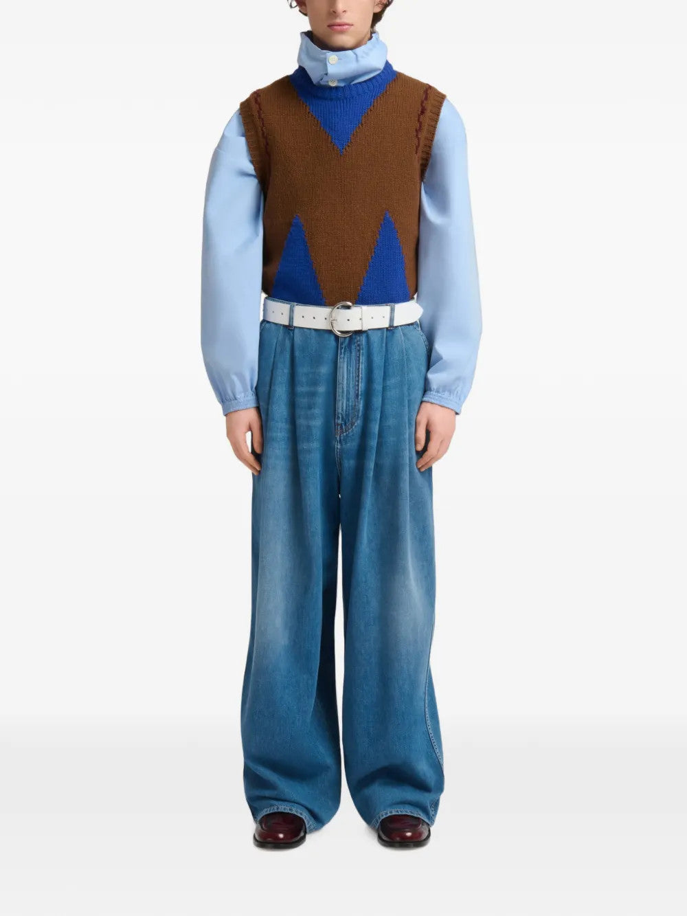 Blue pants, full body view