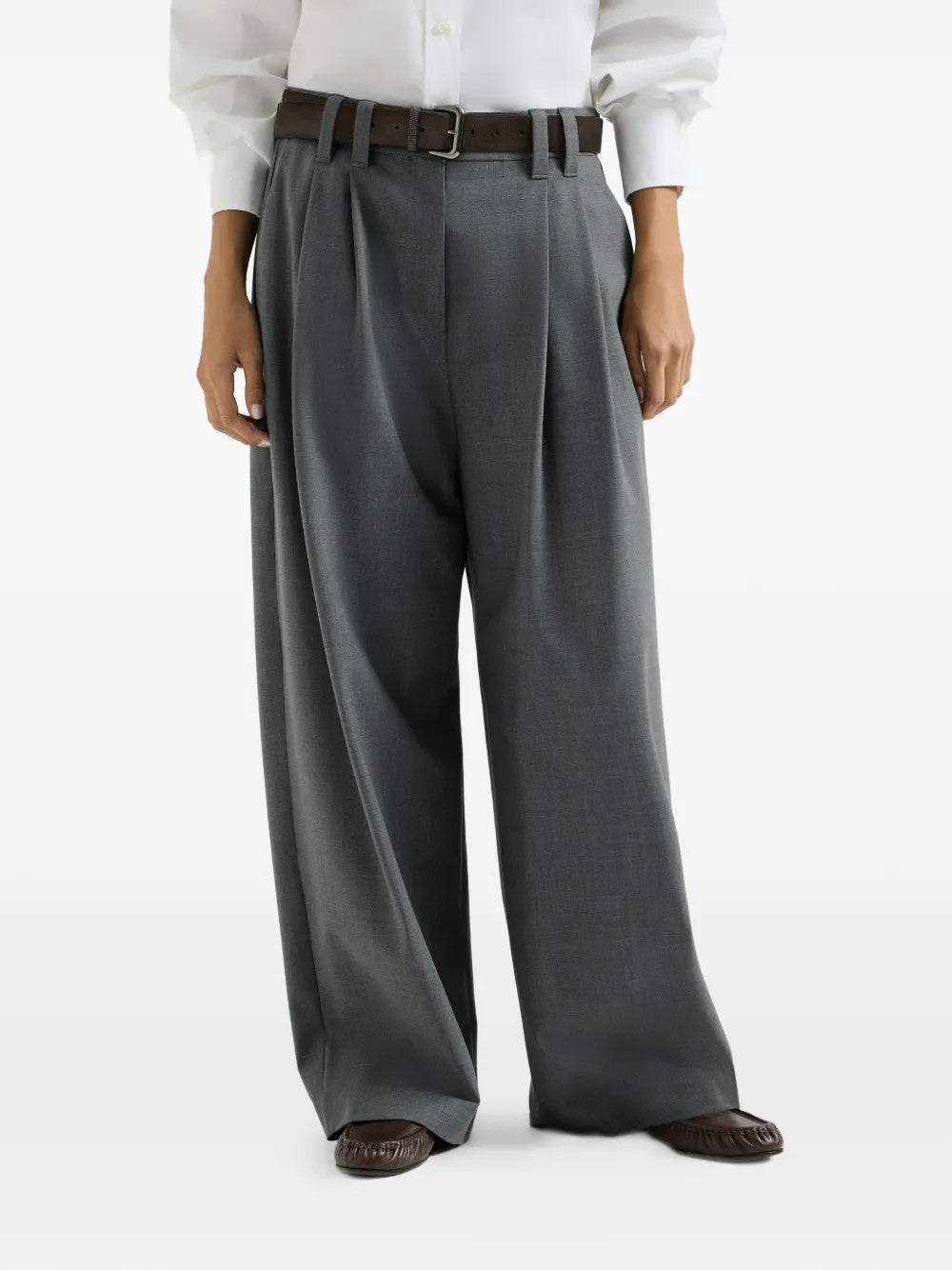 Grey pants, full body view