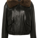 LEMAIRE - Women Leather Jacket With Shearling Collar