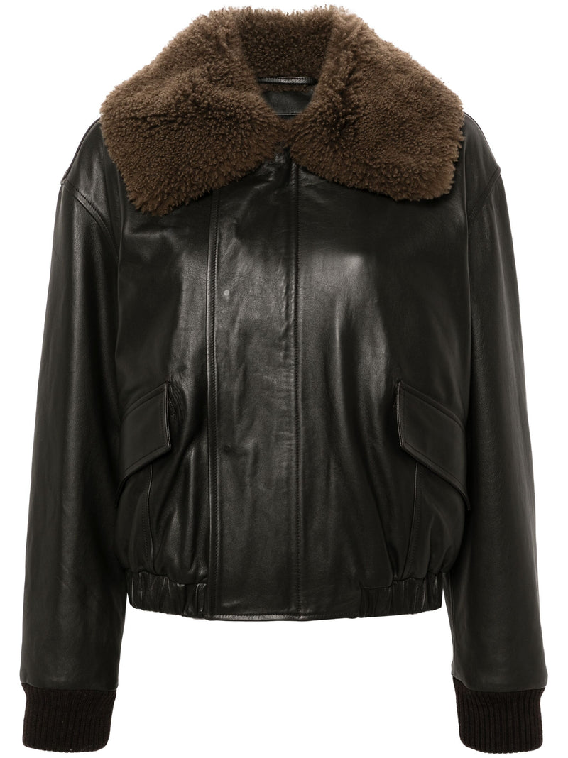 LEMAIRE - Women Leather Blouson With Shearling Collar