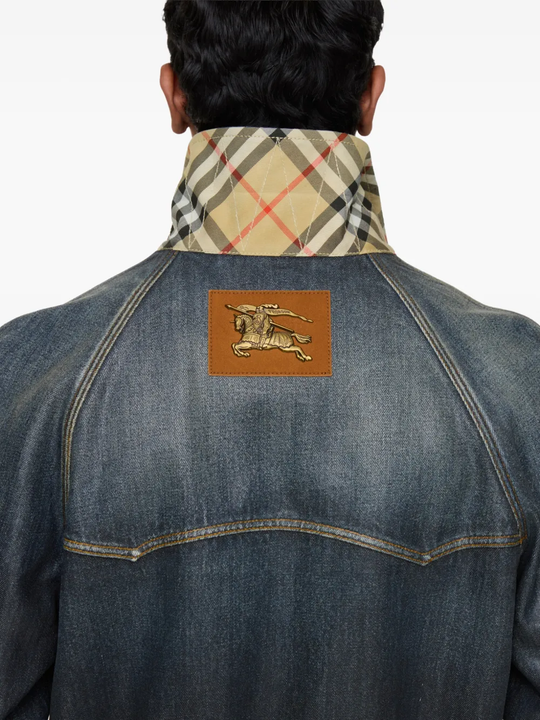Close up of blue coats, showing texture of the cotton fabric