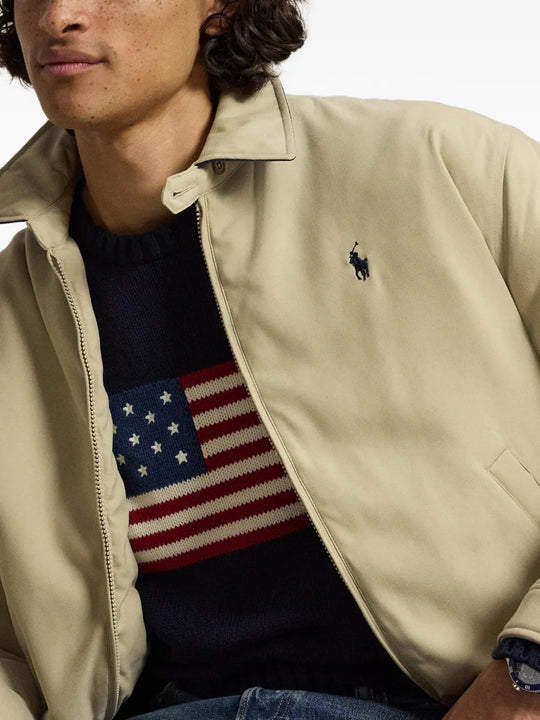 Tan jacket worn by a person, showing the jacket fit