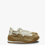 Tan sneakers, front view