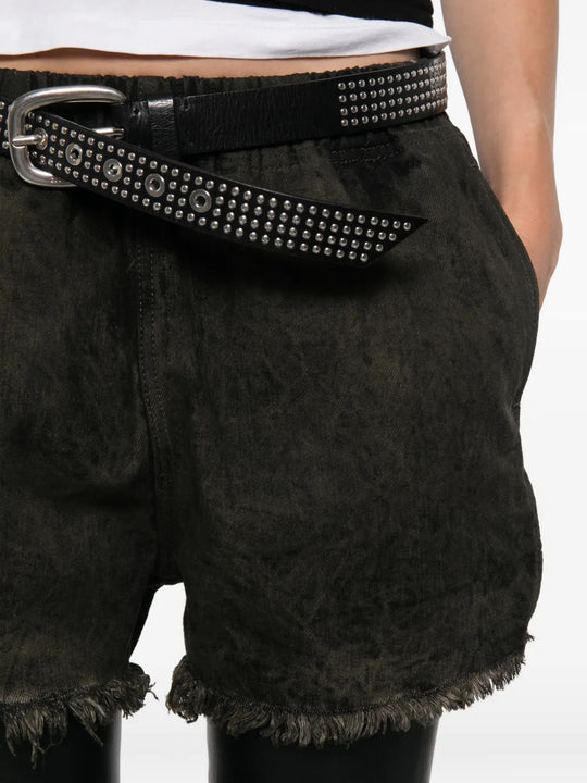 Black shorts worn by a person, showing the shorts fit