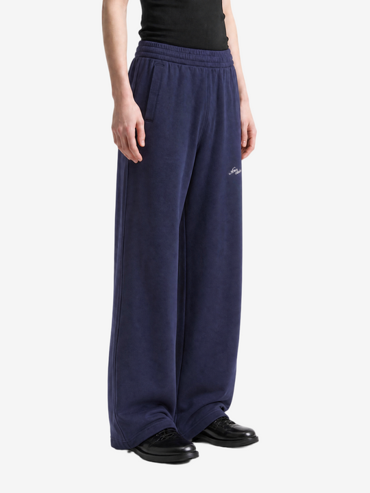 Navy pants, full body view