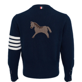 Blue knitwear, back view