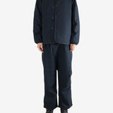 Navy cardigan, full body view