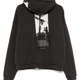 Black hoodies, back view