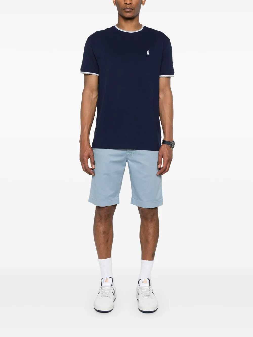 Navy t-shirt,full body view