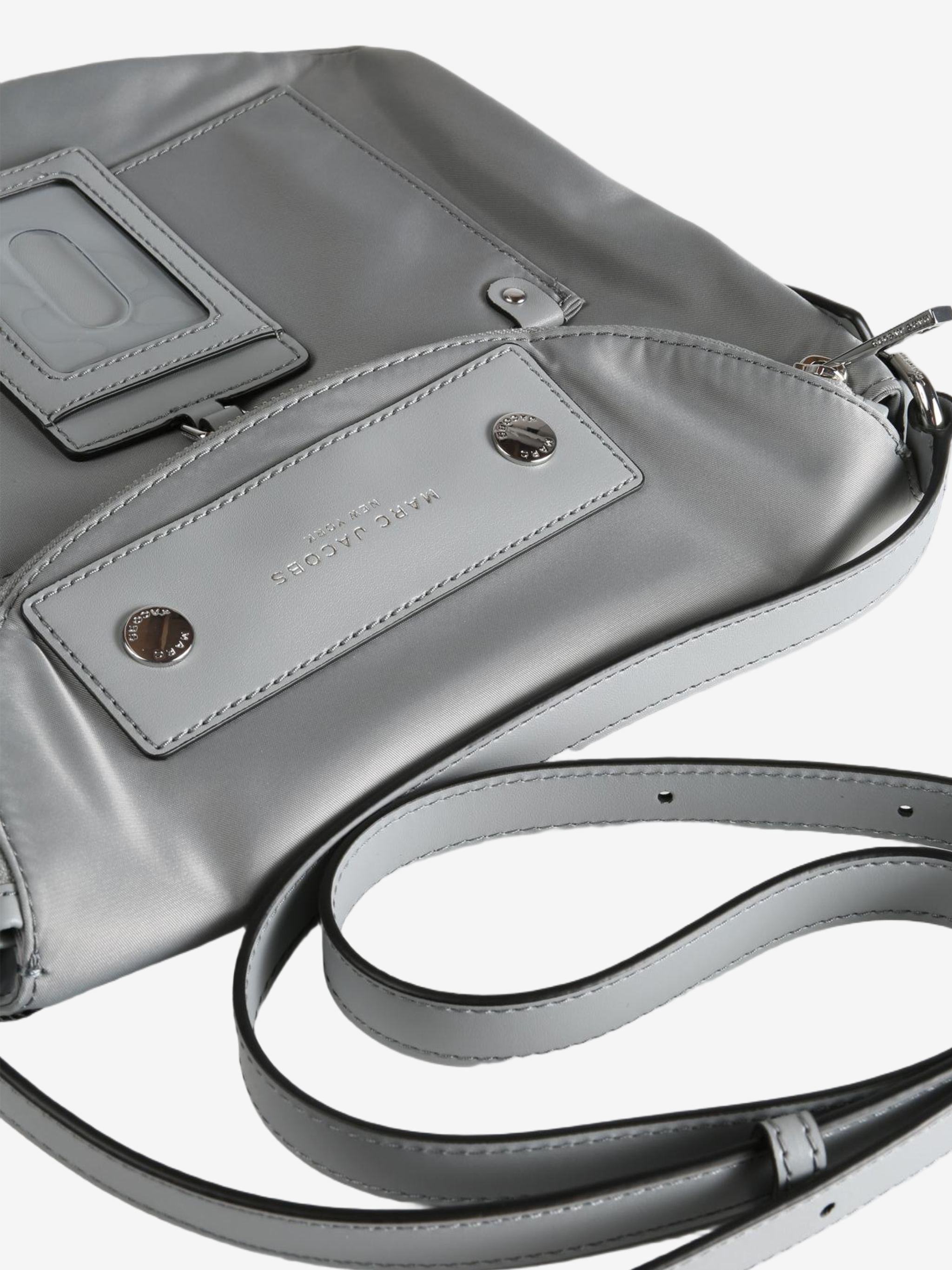 Close up of grey bags, showing texture of the nylon fabric