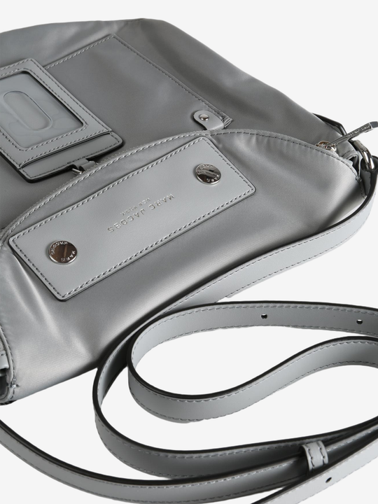 Close up of grey bags, showing texture of the nylon fabric