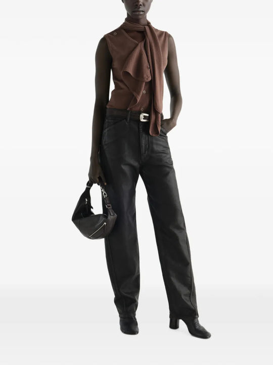 Brown top, full body view