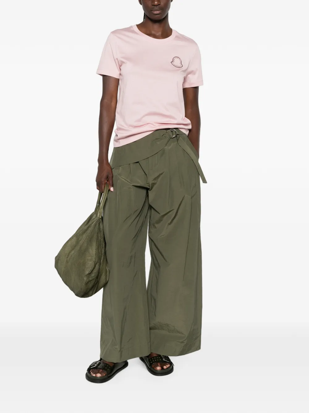 Pink t-shirt, full body view