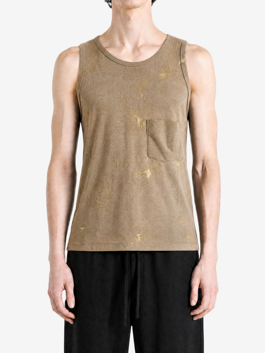 Tan top worn by a person, showing the top fit