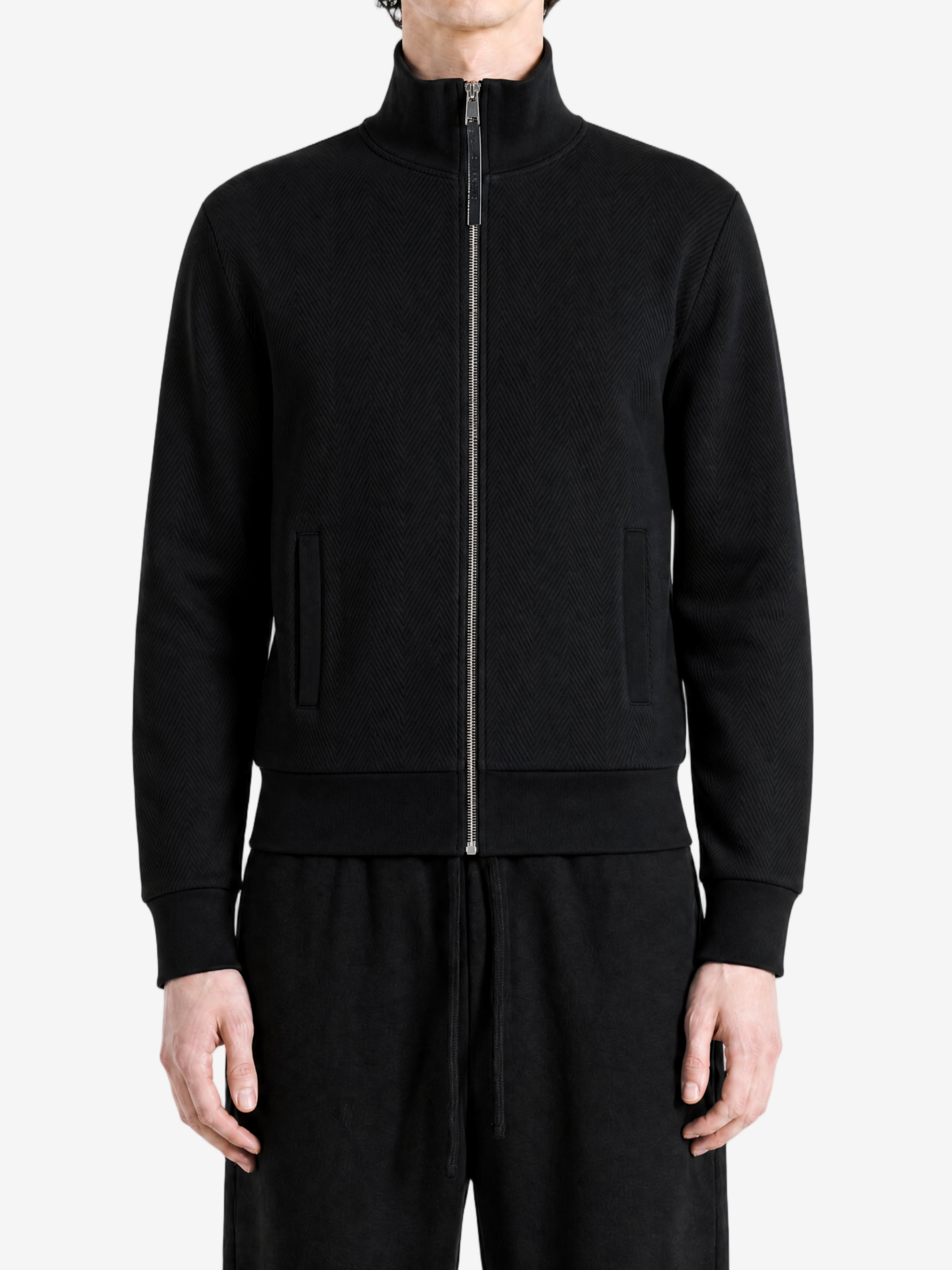 Black hoodie, full body view