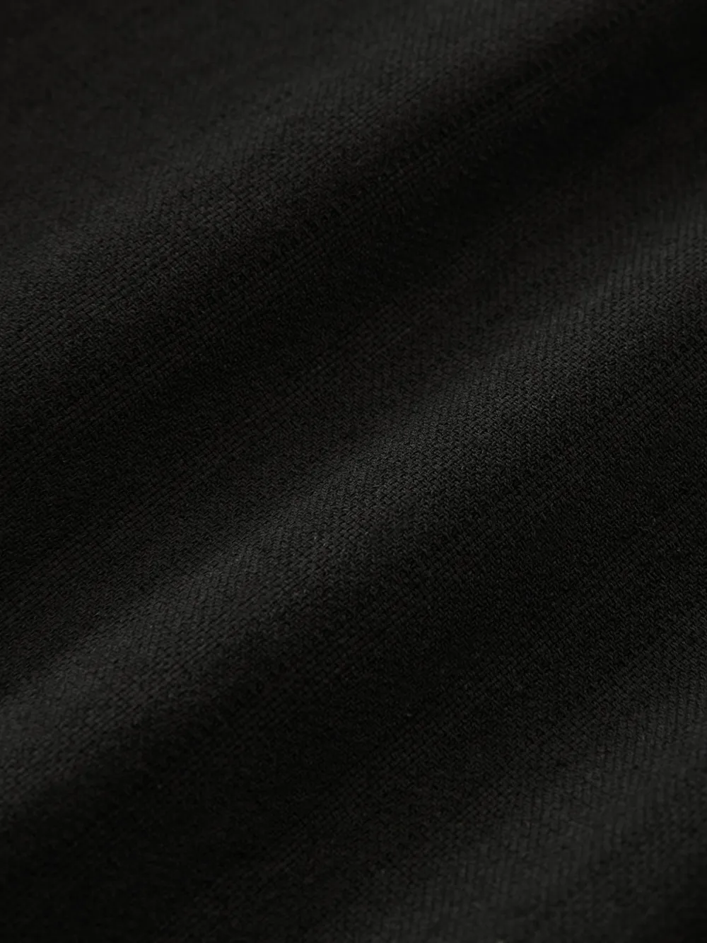 Close-up of Black shorts，showing texture of the 74% cotton/ 26% linen fabric