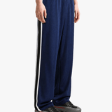Navy pants, full body view