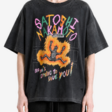 Black t-shirt, full body view