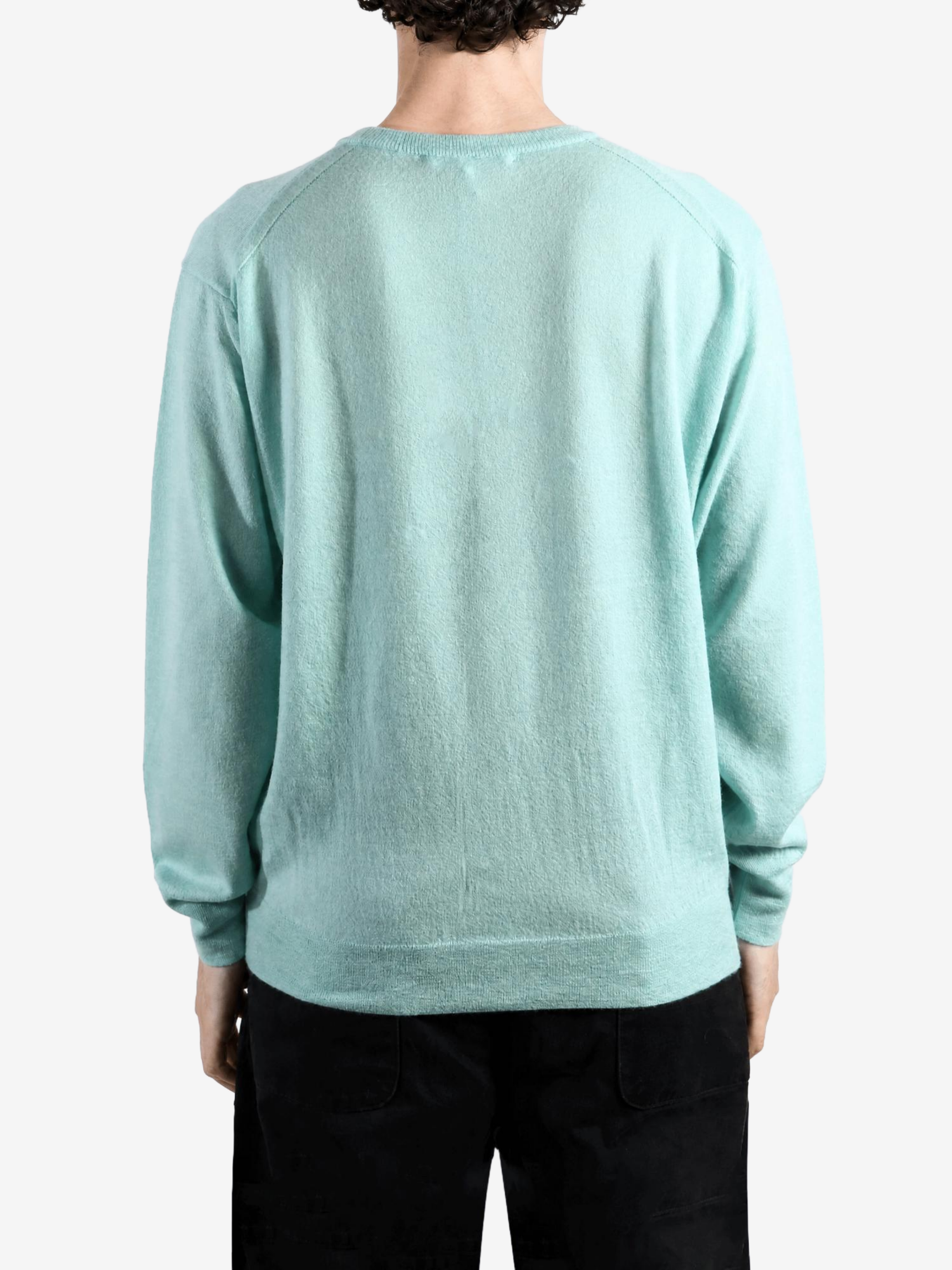 Green knitwear, full body view