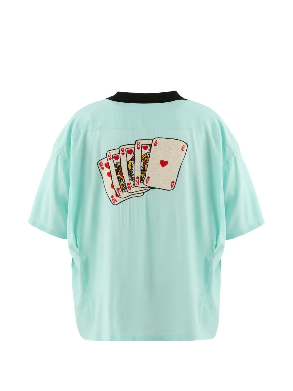 Blue shirt, back view