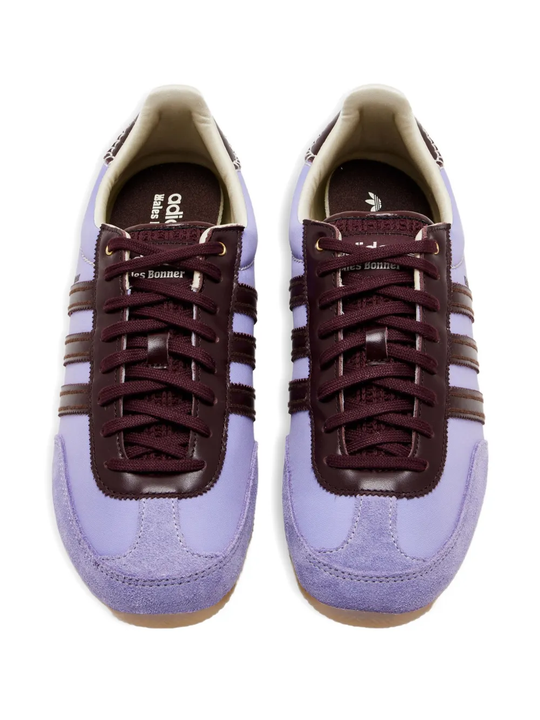 Purple sneakers, top view