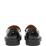 Black loafer, back view