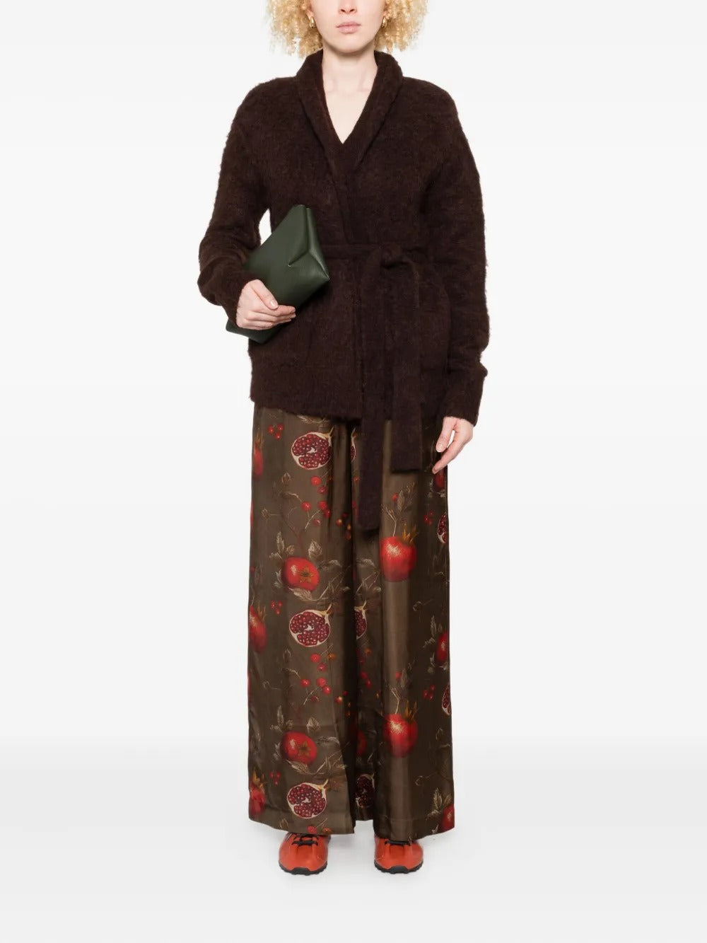 Brown knitwear, full body view