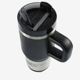 Black tumbler, side view