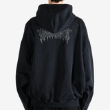 Black hoodie, full body view