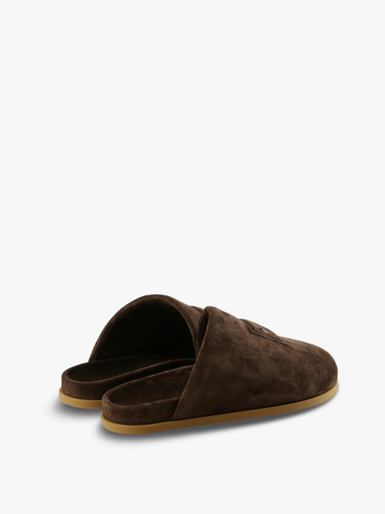 Brown loafers-mules, back view