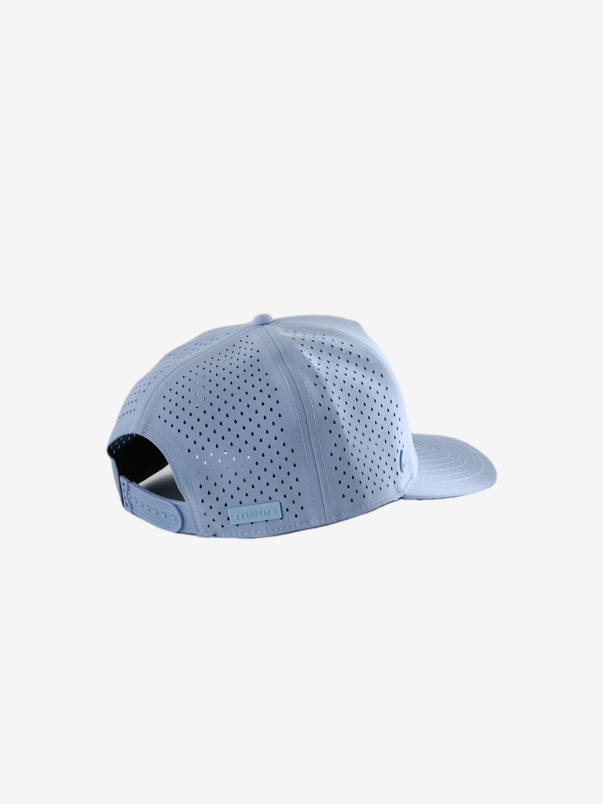 Blue hat, back view