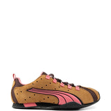 Tan shoes, side view