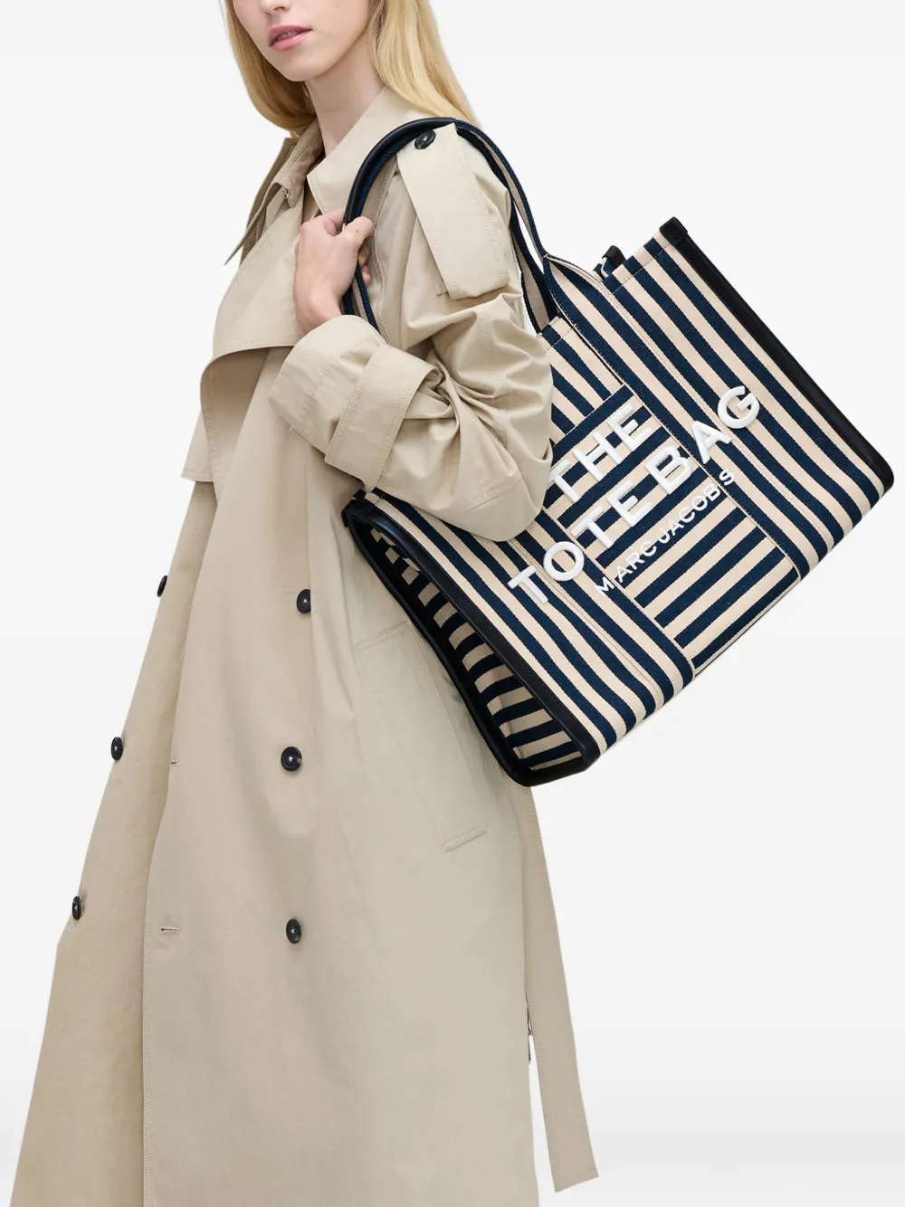 Blue bag worn by a person, showing the bag's fit