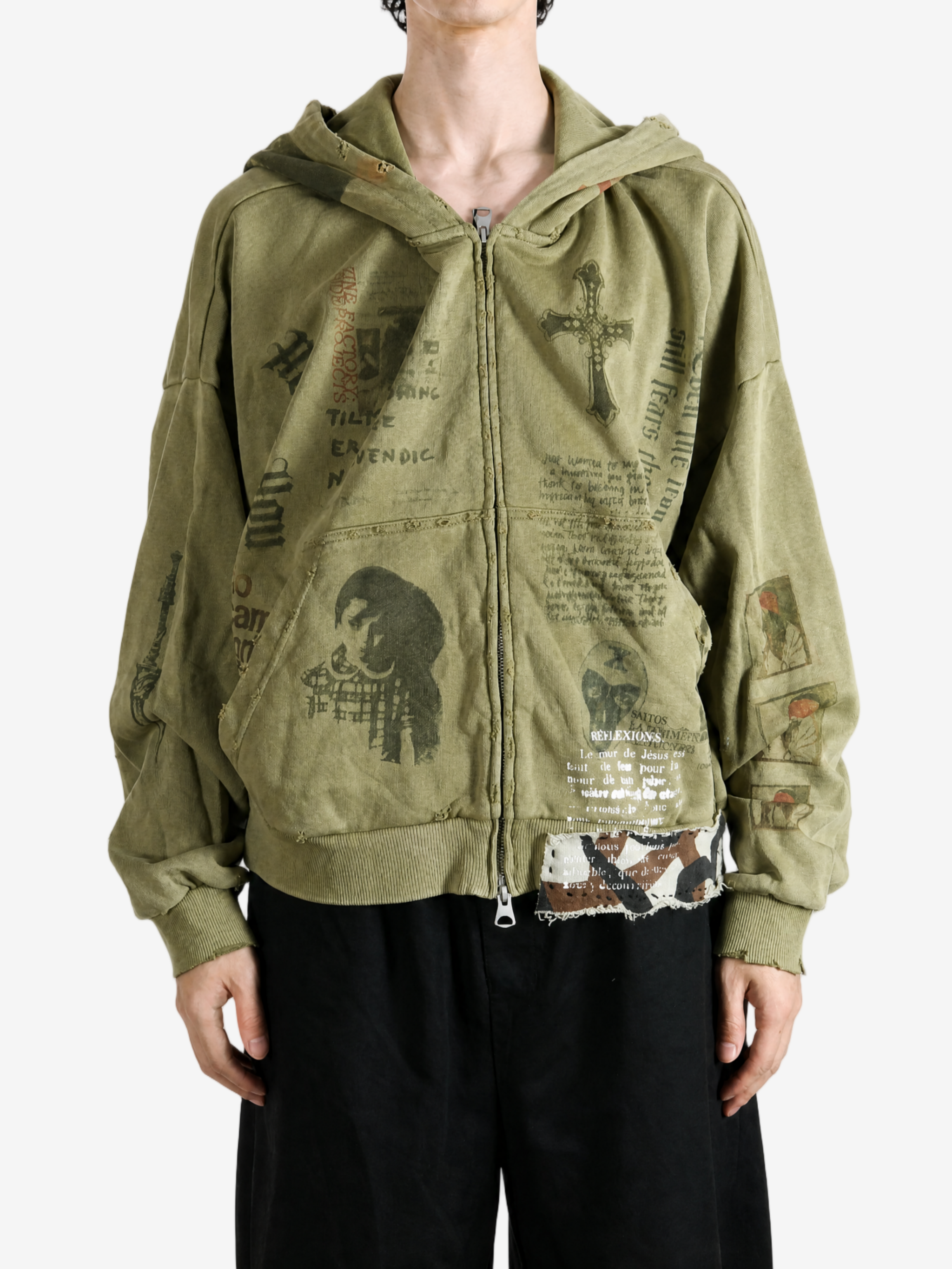 Green hoodie, full body view