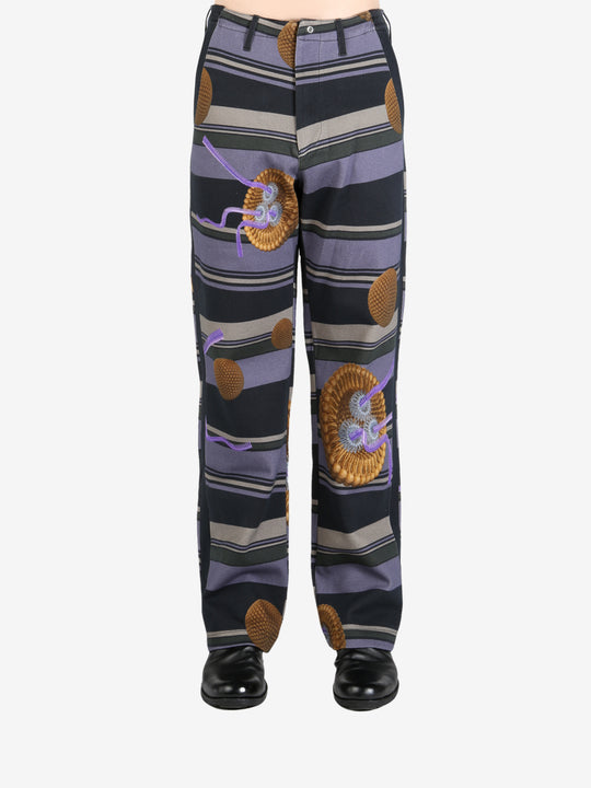 Black pants worn by a person, showing the pants' fit