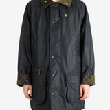 Navy jacket, full body view