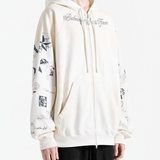 White hoodie, full body view
