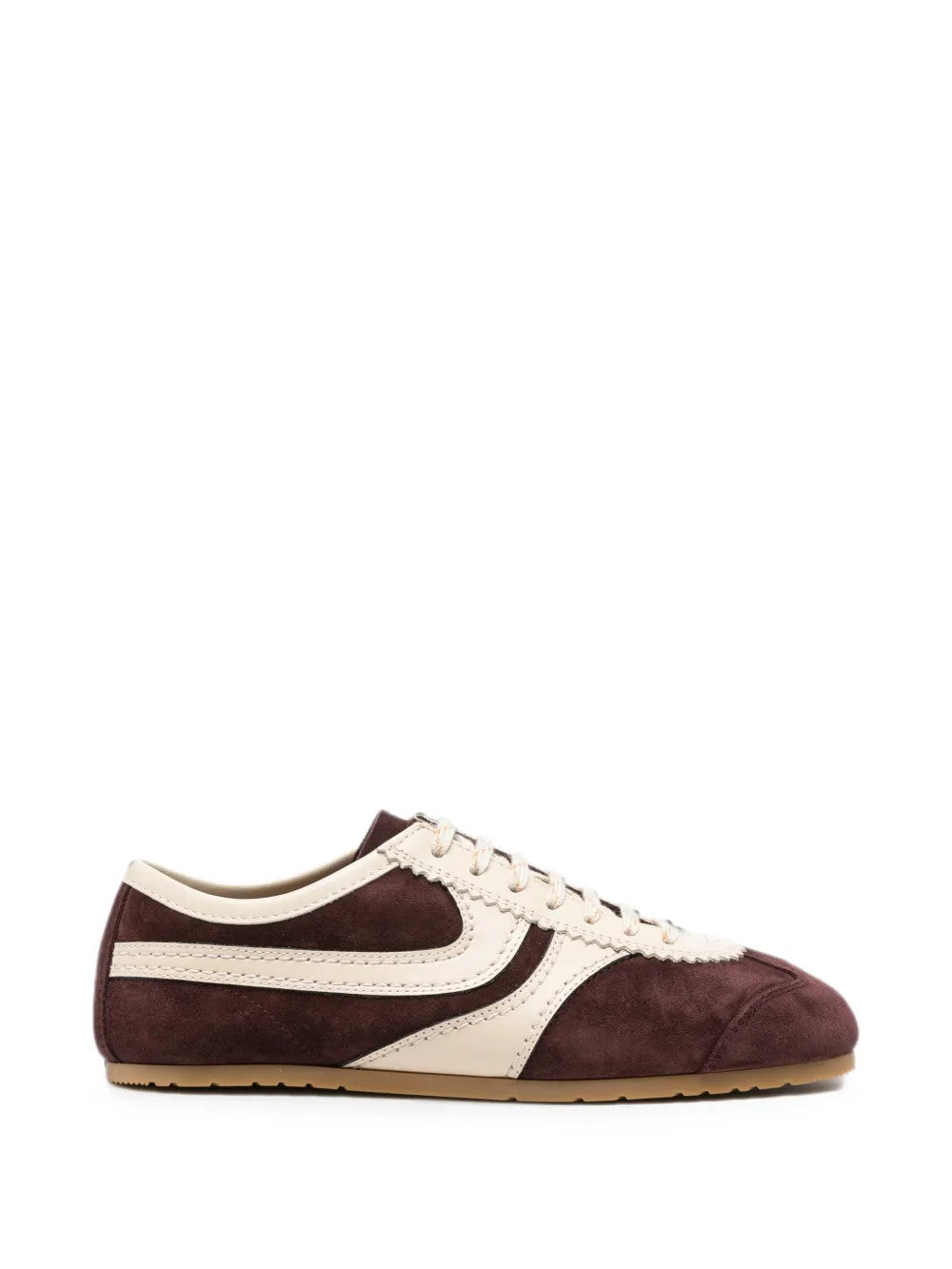 Burgundy shoes, side view
