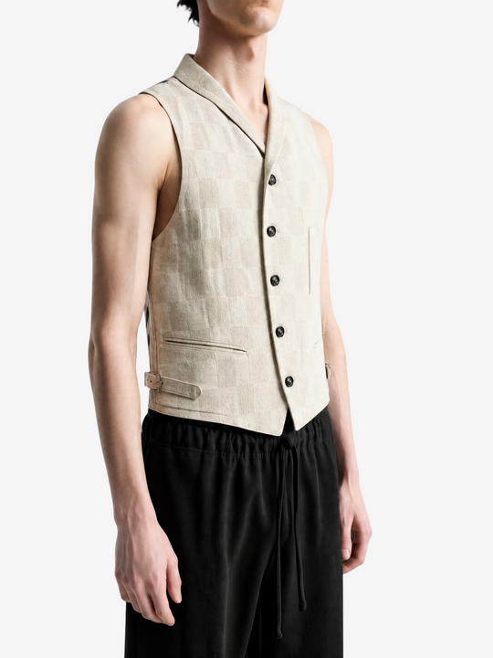 Tan jacket worn by a person, showing the jacket fit