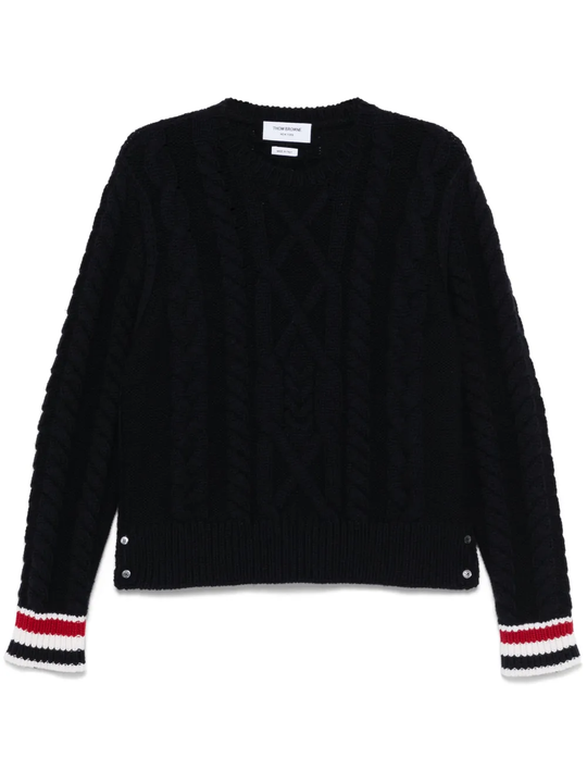Navy knitwear, front view