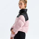 Pink jacket worn by a person, showing the jacket fit