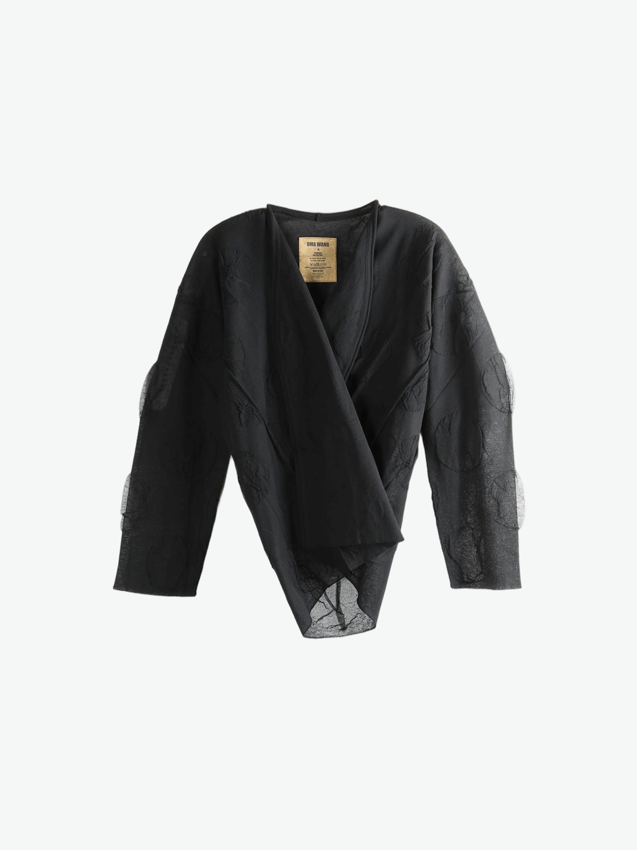 Black cardigan, front view