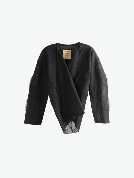 Black cardigan, front view